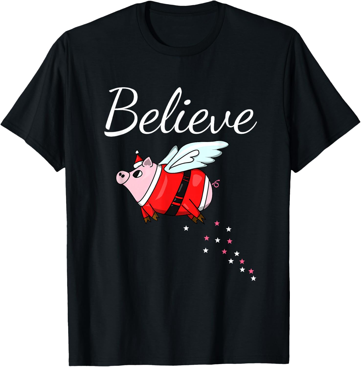 I Believe pigs can fly funny Christmas Design for Pig Lover