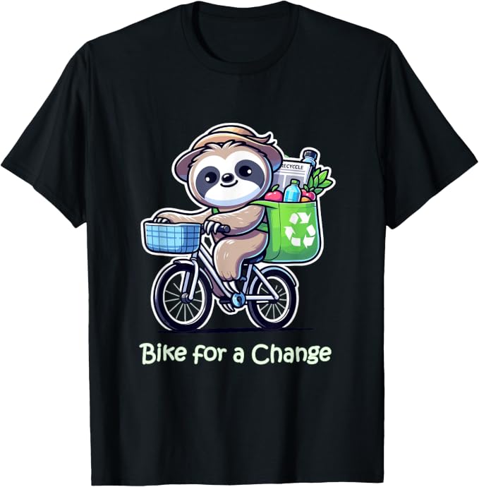 Bike for a Change Cute Sloth Cycling Environmental Friendly
