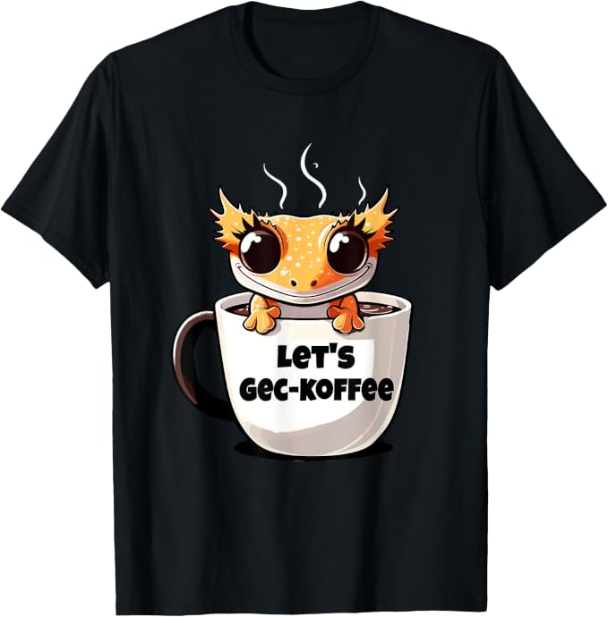 Cute Crested Eyelash Gecko Lizard Let's Get Coffee Reptile