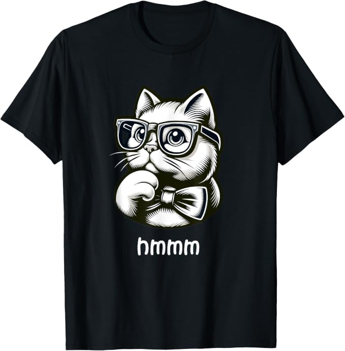 Cool Thinking Cat with Sunglasses Hmmm Funny Expression