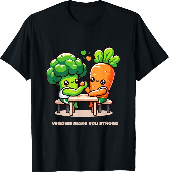 Funny Broccoli vs. Carrot Arm Wrestling Funny Food Tee