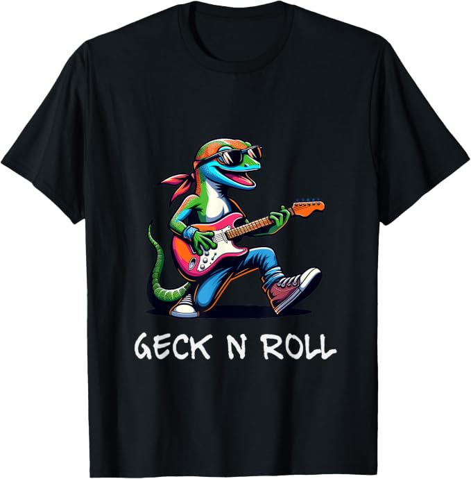Funny Gecko Playing Guitar to Rock and Roll
