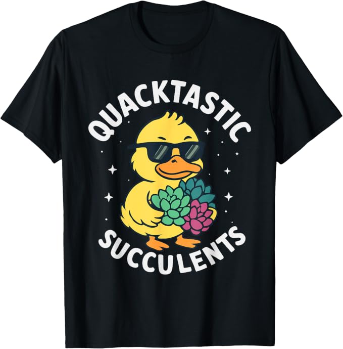 Cute Cool Duck Loves Succulent Cactus Plants Gardening
